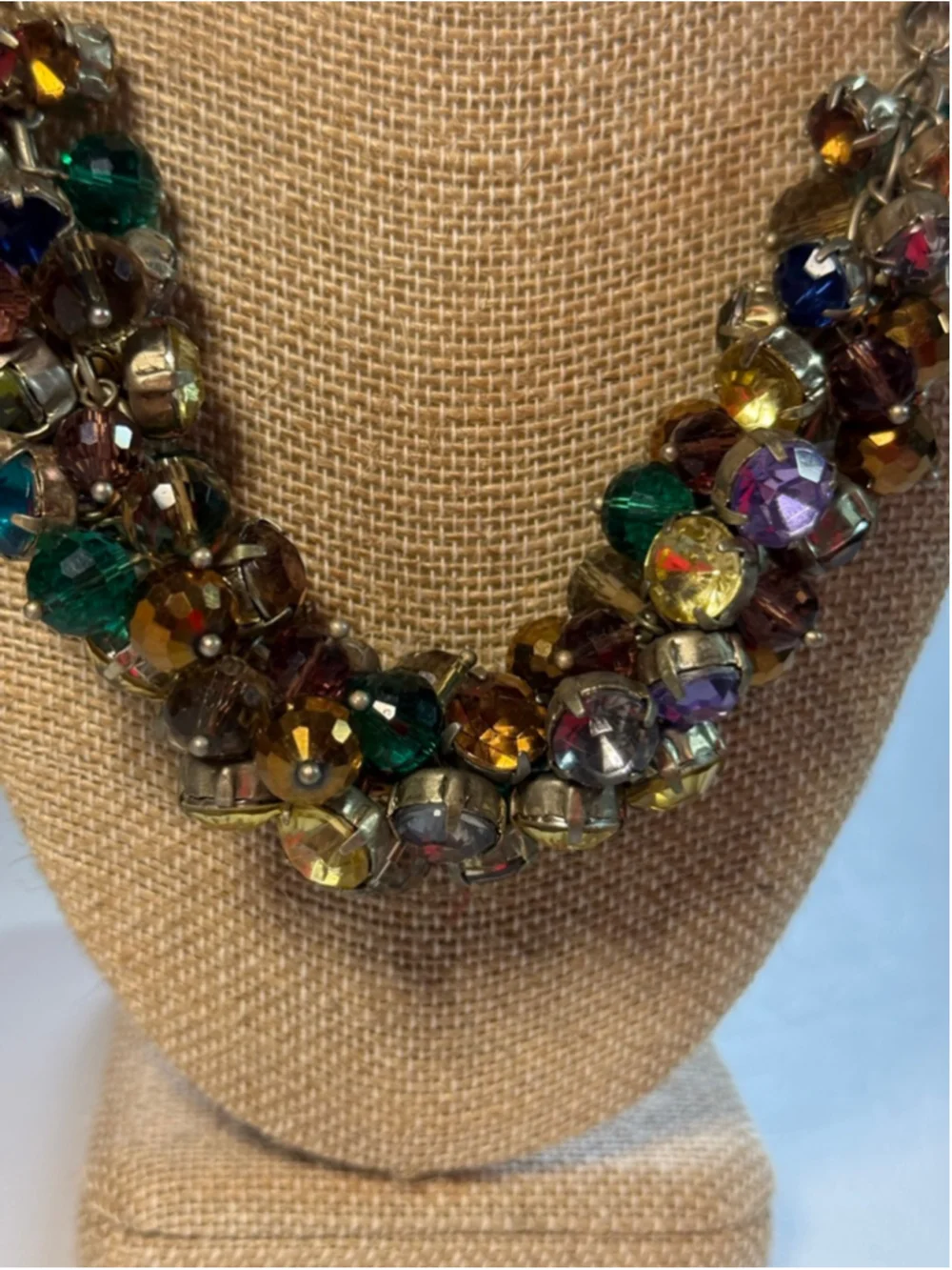 Vintage Y2K LOFT Multicolor Bead Cluster Necklace